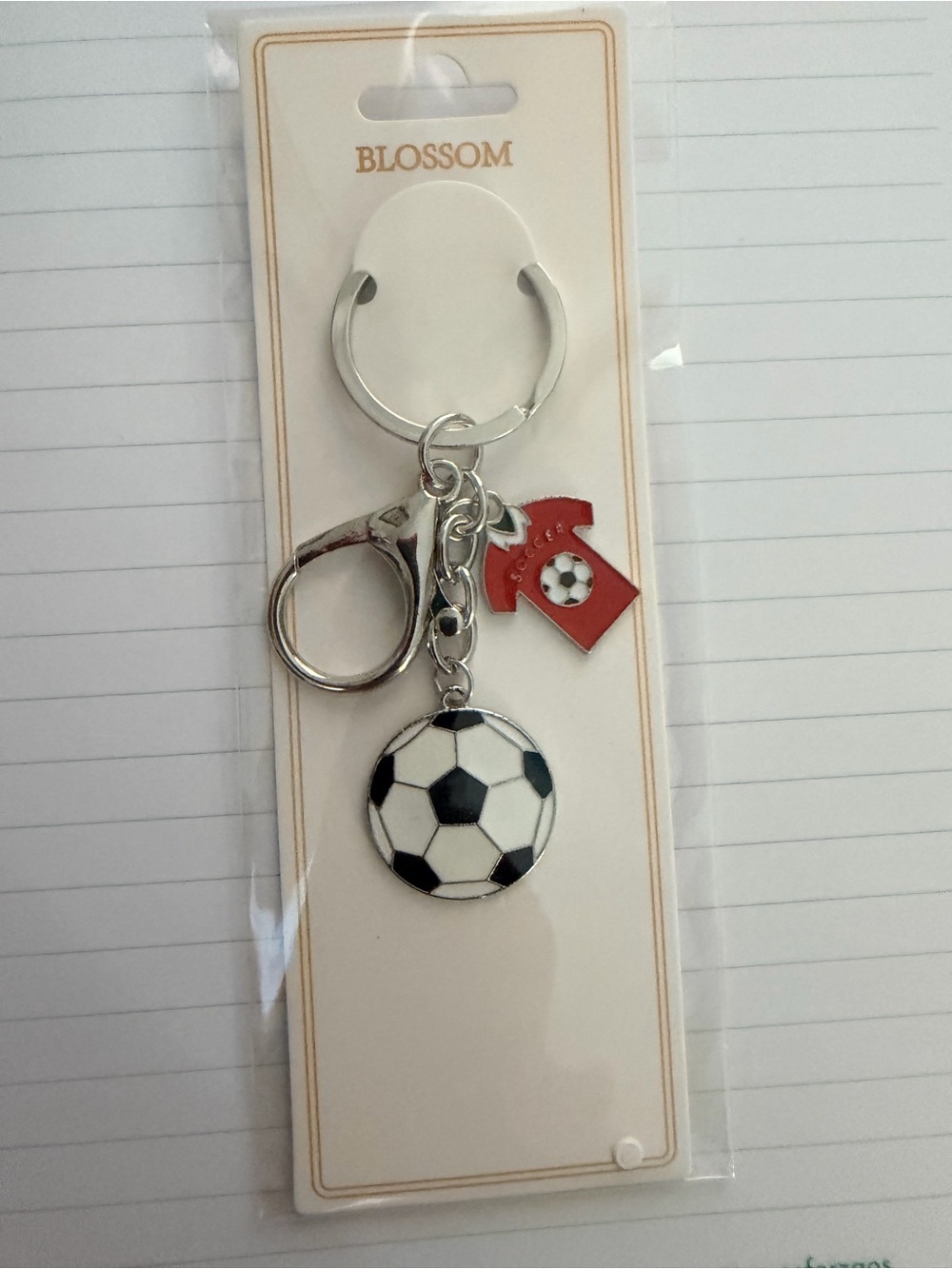 Soccer Keychain - Red Jersey & Black/White Ball